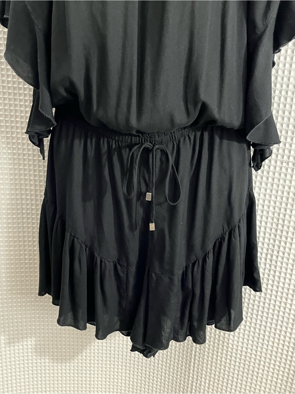 VENUS Black Off-Shoulder Ruffle Romper - Picture 6 of 9